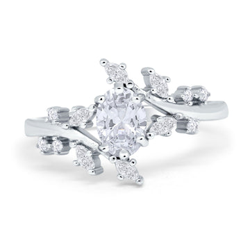 Oval Marquise Simulated Cubic Zirconia Ring 925 Sterling Silver